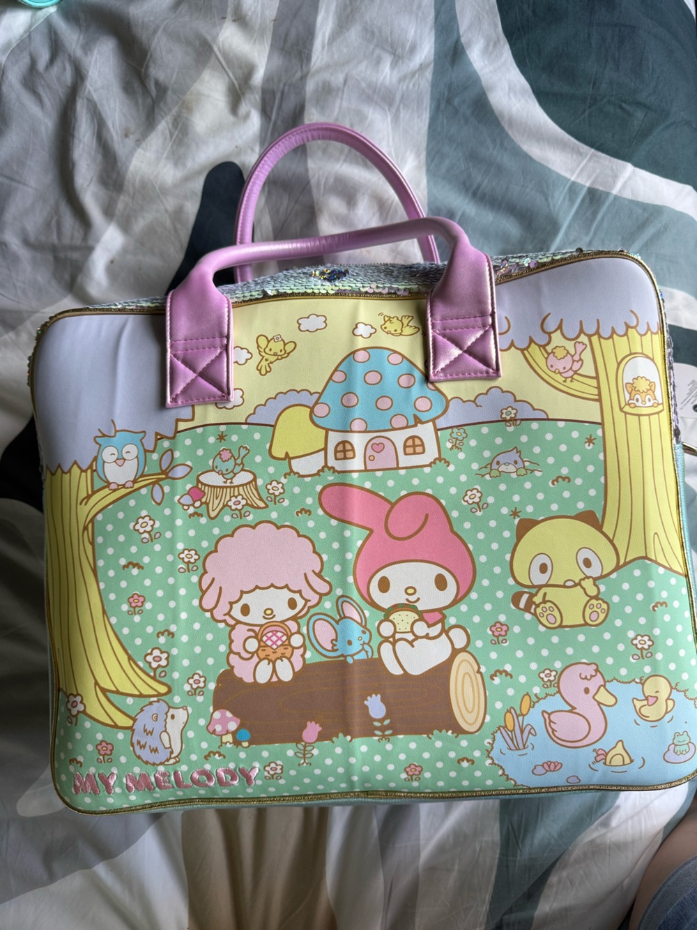 Irregular Choice Flip Sparkle Hello Kitty My Melody 2 side Friendship Travel Bag - Picture 3 of 17